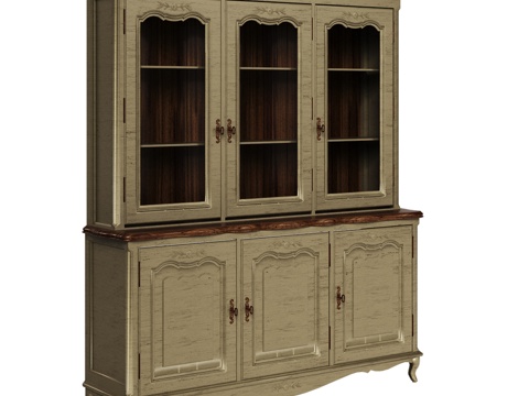  OM经典风格三门餐边柜3d模型3d模型 