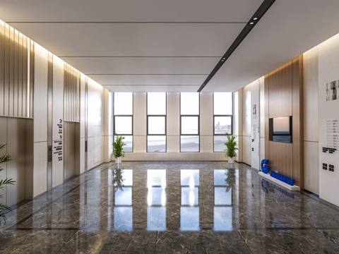 现代电梯厅 电梯门 电梯间su模型