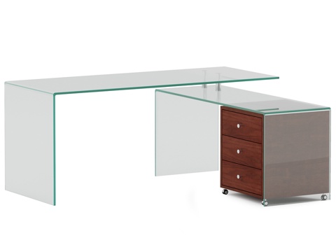  华尔街转角办公桌3d模型 