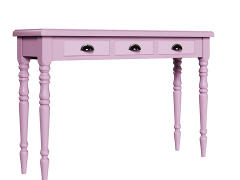  OM三抽屉经典风格边柜，带3d模型3d模型 