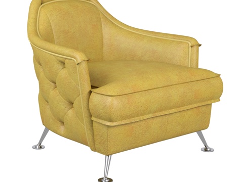  OM扶手椅西埃斯塔破旧黄皮革款3d模型 