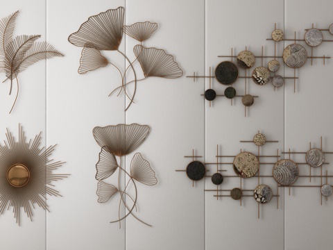  现代金属墙饰组合3d模型 