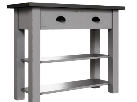  OM双层架金属台面边柜3d模型 