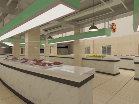  现代市场 吊灯 置物台 物件摆件3d模型 