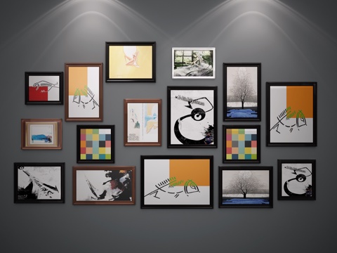  现代挂画3d模型 