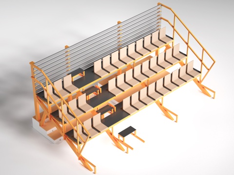 现代看台座椅 体育看台 观众席 台阶座椅su模型