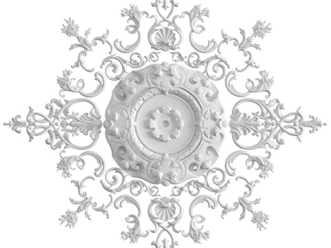  带灰泥装饰的玫瑰花饰 113号3d模型 