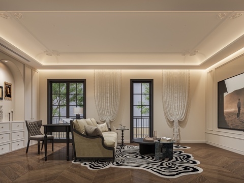  美式影音室3d模型 