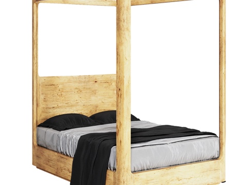  OM现代风格140x200天篷床3d模型 