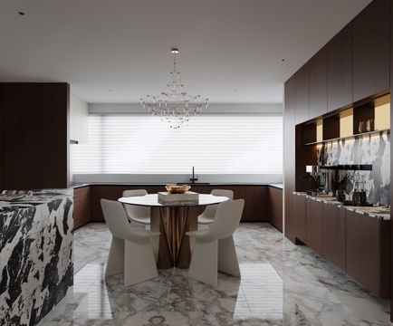  现代意式餐厅3d模型 