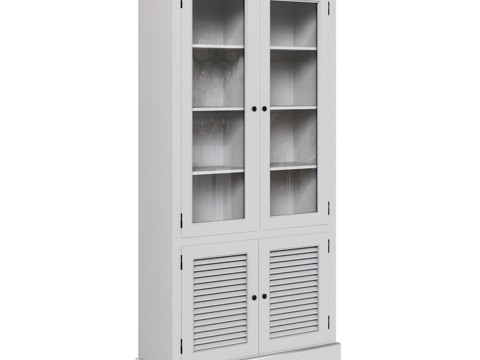  OM 双玻璃双木门大型展示柜3d模型 