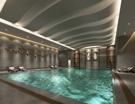  现代游泳池3d模型 