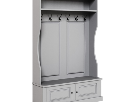  OM经典风格玄关（衣帽架+双3d模型 