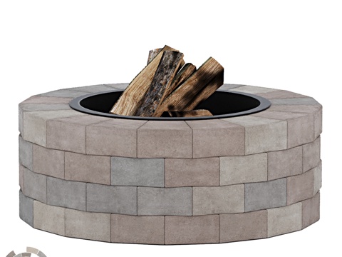  OM RocArt 火盆（圆形， Roca）人造石材质3d模型 