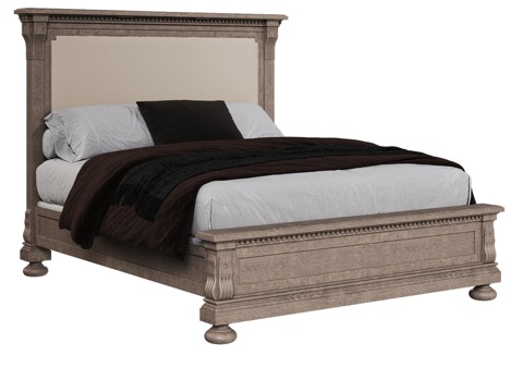  OM 床 160x200，低脚板，软饰边，美式风格3d模型 