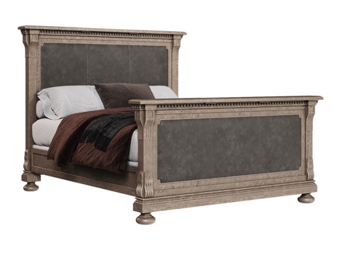  OM 160x200高脚板软包床，A款3d模型 