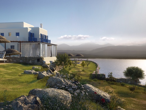  其他混搭海景别墅外观  水景  景观3d模型 