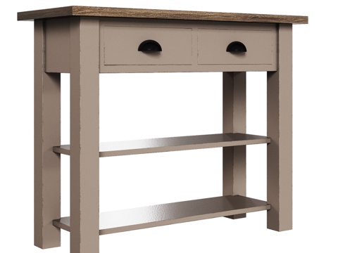  OM 经典风格双层架边柜3d模型 