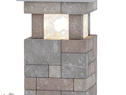  OM RocArt人造石路灯3d模型 