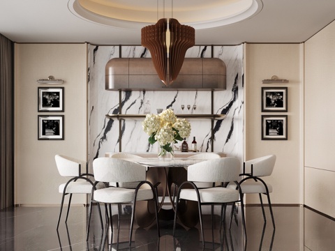  轻奢风餐厅3d模型 