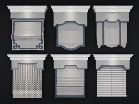  现代新中式窗帘组合3d模型3d模型 