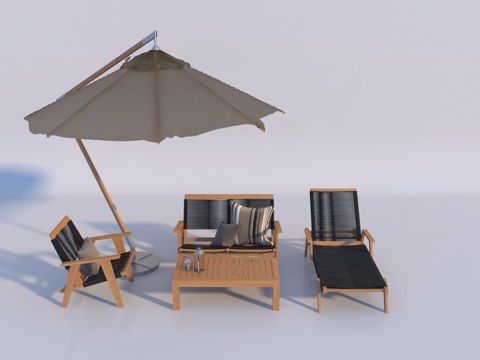  现代休闲桌椅组合3d模型 