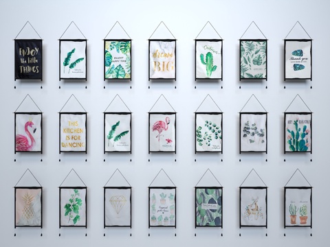  北欧风格挂毯挂布3d模型 