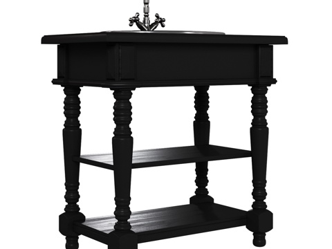  OM经典款松木台面浴室柜3d模型 