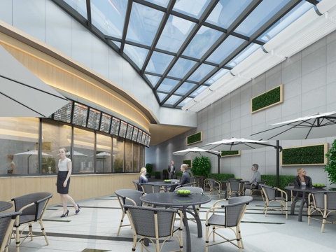  现代室外休闲餐厅3d模型 