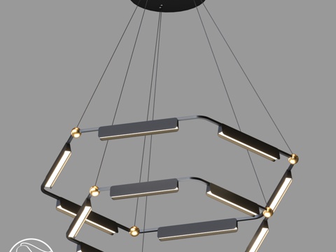  LampsShop.ru L1857 吊灯 Black Tu3d模型 