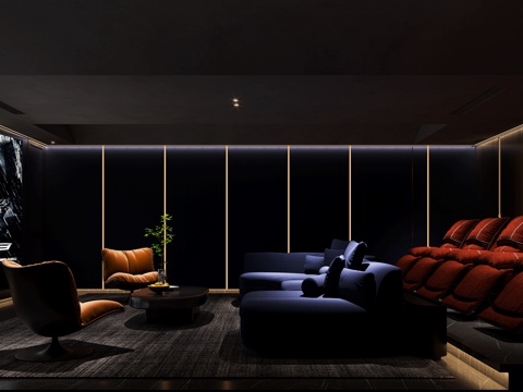  现代影音室3d模型 