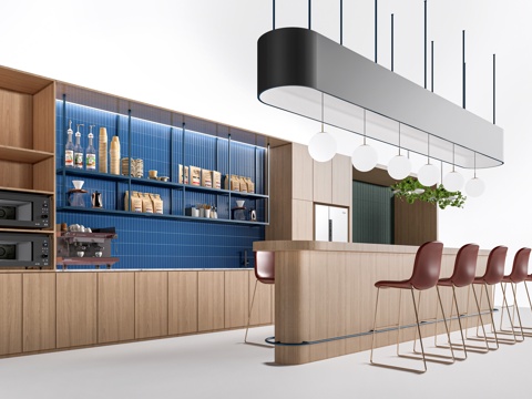 现代茶水间吧台 茶水间桌椅 水吧台su模型