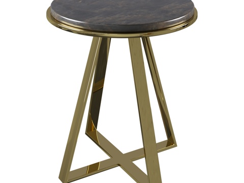  OM咖啡桌 Rondo 金色钢架款3d模型 