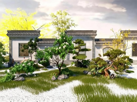  庭院景观3d模型 