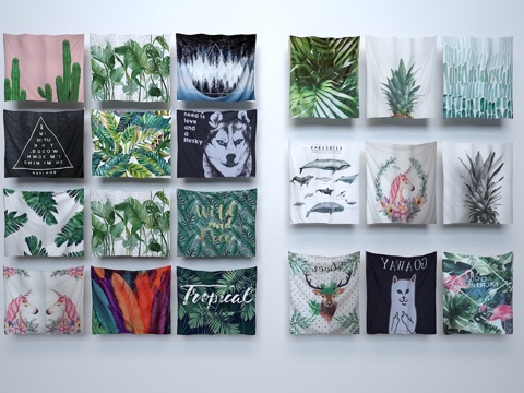  北欧风格挂毯挂布墙饰背景墙3d模型 