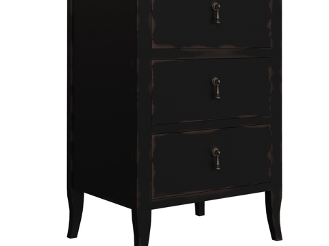  OM三抽屉美式风格床头柜3d模型 