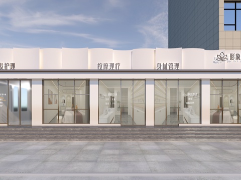  美发店门头3d模型 