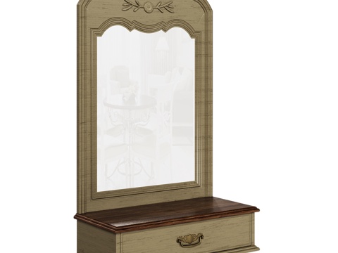  OM经典风格带抽屉玄关镜3d模型 