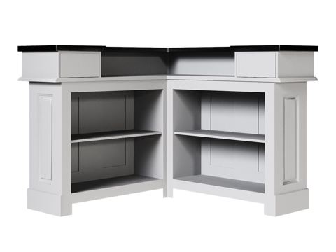  OM 经典风格木质台面转角吧台3d模型 