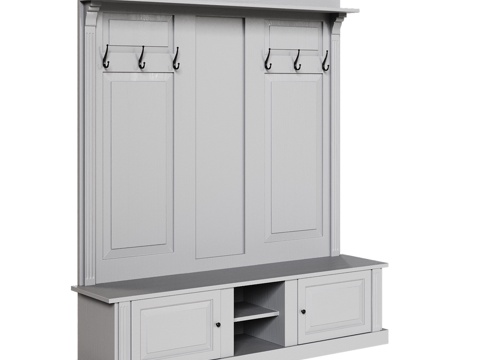  OM带镜6钩2门2层玄关3d模型 