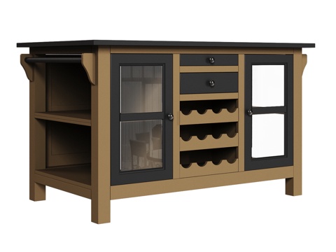 OM Kitchen island with glass d3d模型3d模型