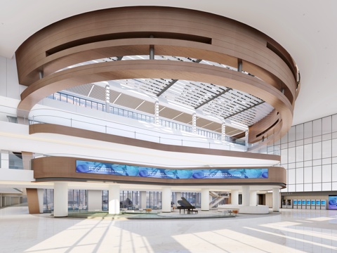  现代医院门诊大厅3d模型 