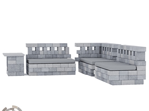  OM RocArt 沙发（转角款，Grande）人造石材质3d模型 