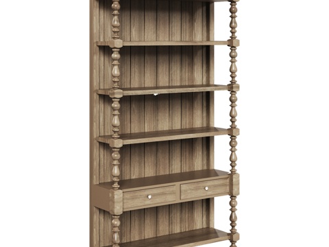  OM美式双抽屉书柜3d模型3d模型 