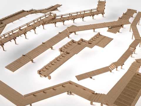 现代木栈道 栈桥 观景平台su模型