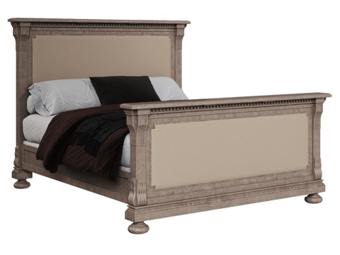 OM床180x200高脚板款，带软包饰面3d模型