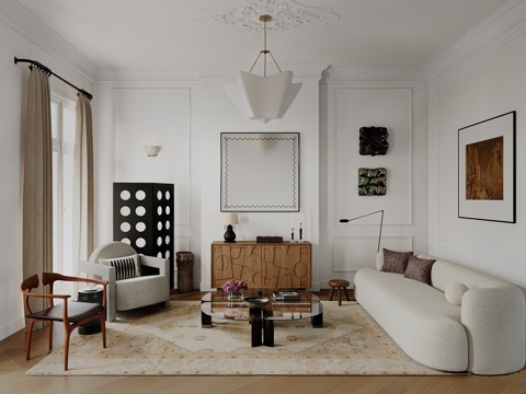  中古风客厅3d模型 