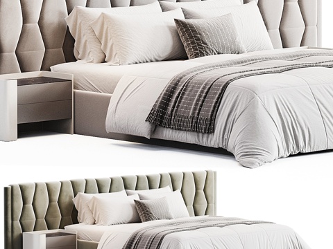  现代双人床3d模型 