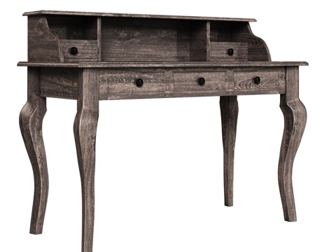  OM经典款弯腿五抽屉书桌3d模型 