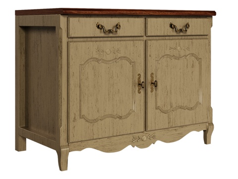  OM带抽屉双门厨房柜110cm3d模型 